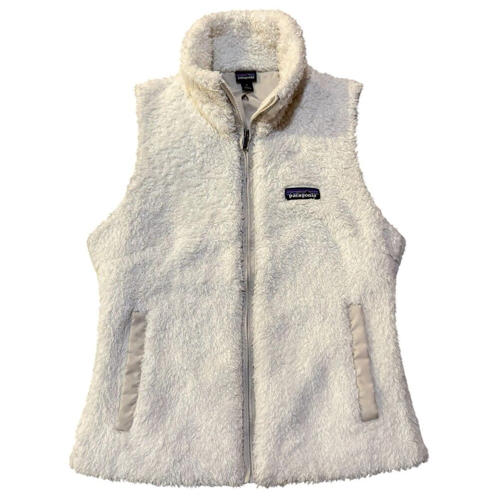 Patagonia Womens Los Gatos Fleece Vest Small White Ivory High Pile Full Zip Sz S